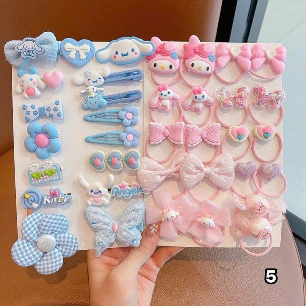 SET 36 MÓN Dây Buộc Tóc Kulomi + Phụ Kiện Tóc Dễ Thương Cho Bé Gái siêu xinh cho nữ