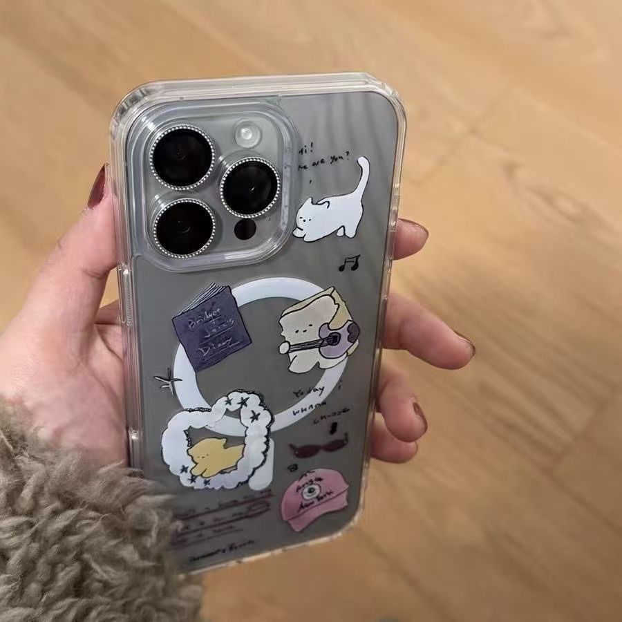 Pussycat Puppy cho 16 trường hợp iPhone 17Air Clear Magnetic Sucking Case 14 13 11Pro