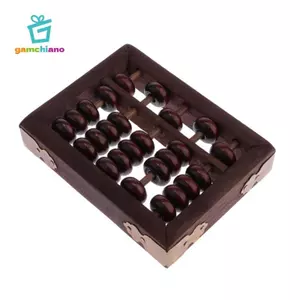 Gamchiano Vintage Trung Quốc Hạt Gỗ 5 Thanh Số Học Bàn Tính Có Hộp Bộ Sưu Tập