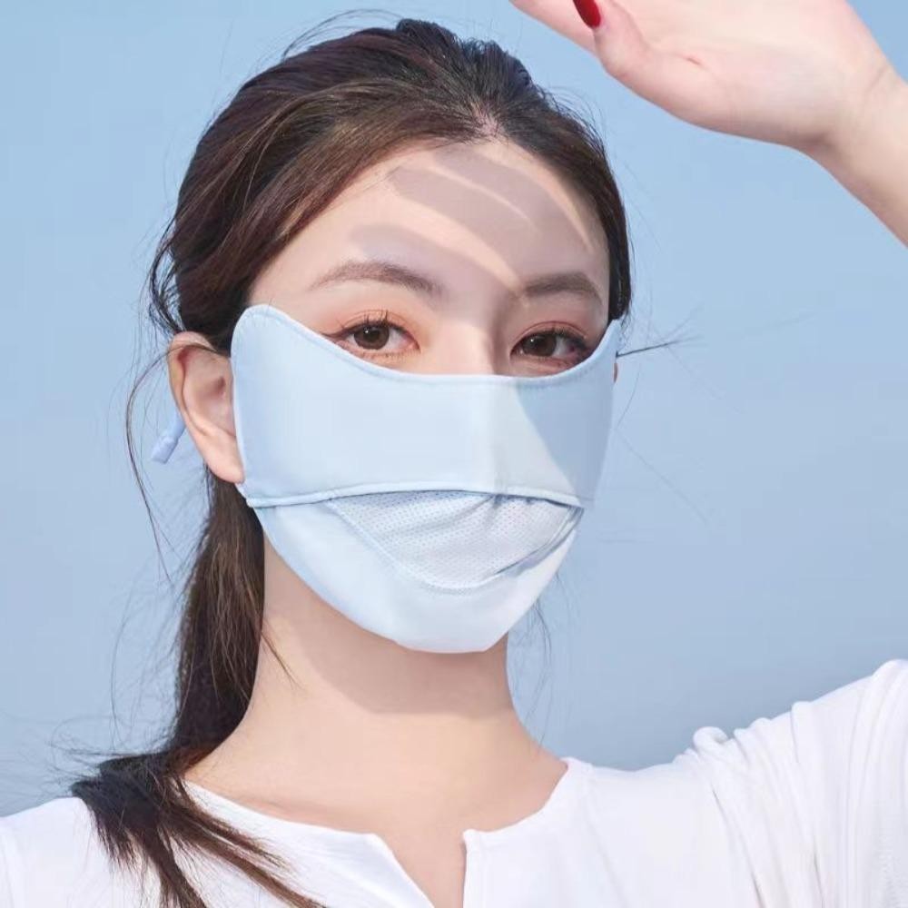 Khẩu Trang Chống Nắng Thoáng Khí Có Thể Tái Sử Dụng, Có Thể Điều Chỉnh Màu Trơn Chống Tia UV Ice Silk Nam Nữ