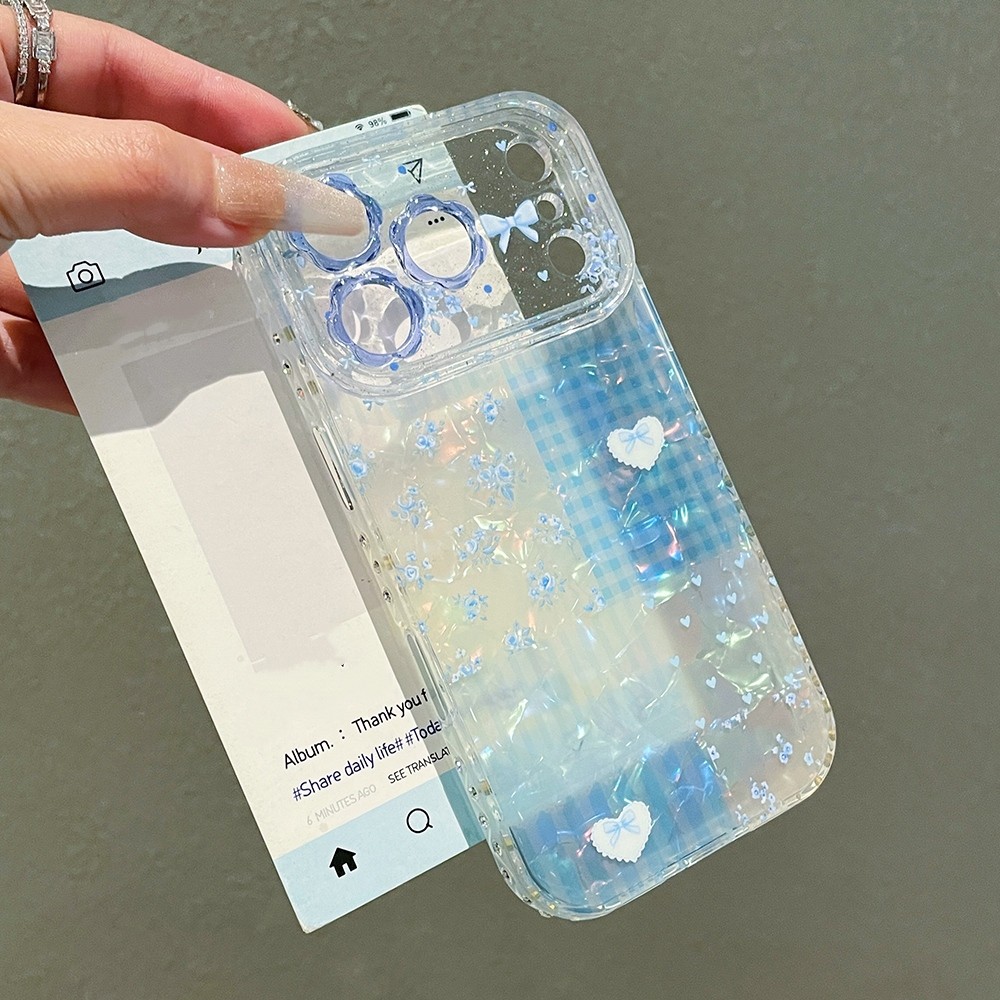 Flower Line Bowknot Shell Windows Acrylic Vỏ Điện Thoại Cho iPhone 17 Pro Max 16 15 14 13 Vỏ Bảo Vệ Chống Sốc