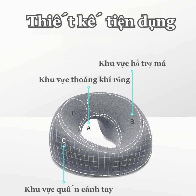 Gối úp mặt công thái học Memory Foam thoáng khí 3D - dùng cho spa, nghỉ trưa văn phòng, gia đình