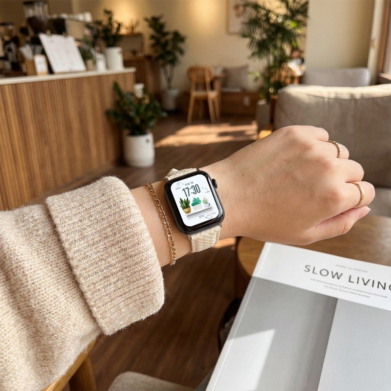 Dây đeo da họa tiết dệt Tương thích cho Apple Watch Series11 / 10 42mm 46mm Ultra3 / 2 / 1 49mm 9 8 7 6 5 SE 41mm 40mm 44mm 45mm