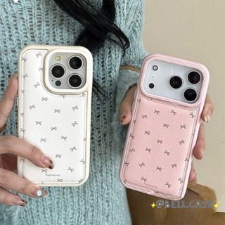 Ốp lưng iPhone 17 16 15 14 13 12 11 Pro Max X XR Max 7 8 Plus Dễ thương nhỏ Bowknot da vân trường hợp điện thoại