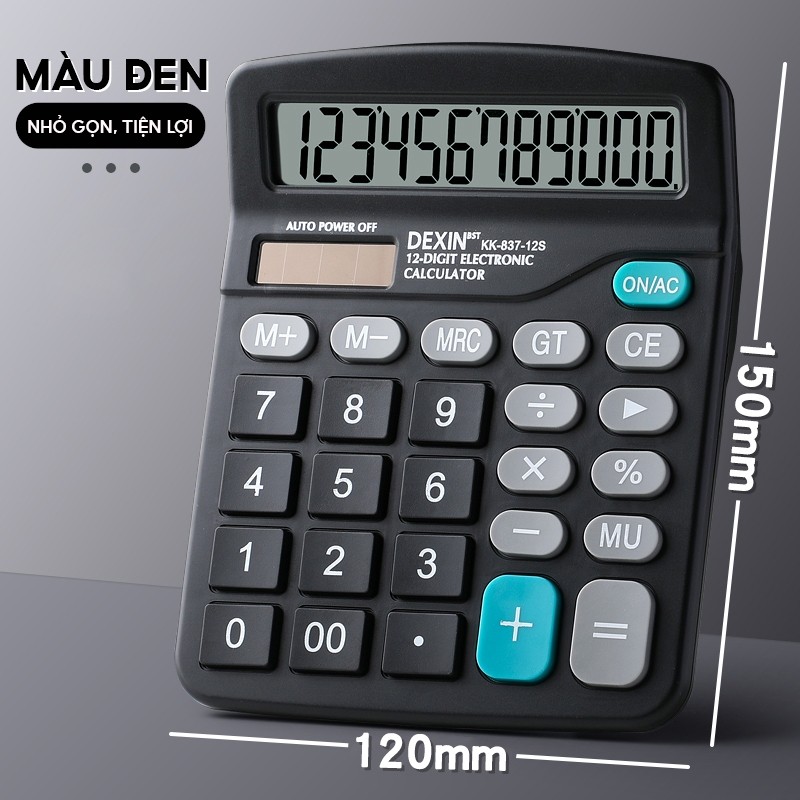Máy tính DM-1200V — Máy tính 12 chữ số chạy bằng pin kép, phím bấm lớn, thao tác nhanh chóng