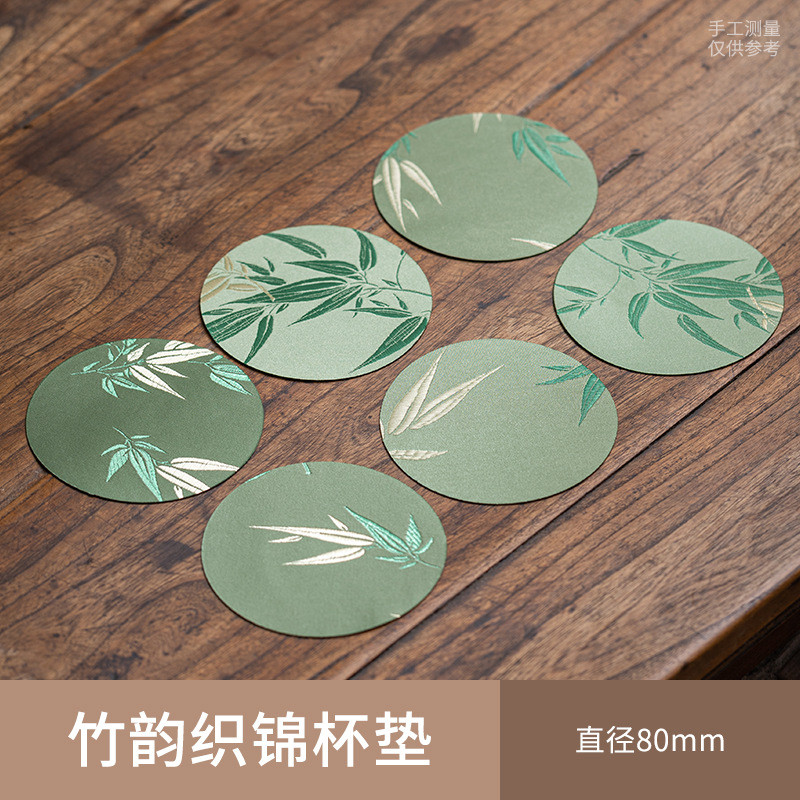 [Set 6 Miếng] Miếng Lót Ly Vải Vân Sa Họa Tiết Hoa Cỏ Á Đông - Đế Lót Ly Sang Trọng Không Phai Màu - Miếng Lót Trang Sức, Phụ Kiện Chụp Ảnh Decor