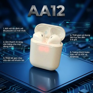 Tai Nghe không dây TWS AA2 Bluetooth V5.3 Âm Thanh HIFI, Thiết Kế Nhỏ Gọn, Kết Nối Ổn Định Từ 15-25m