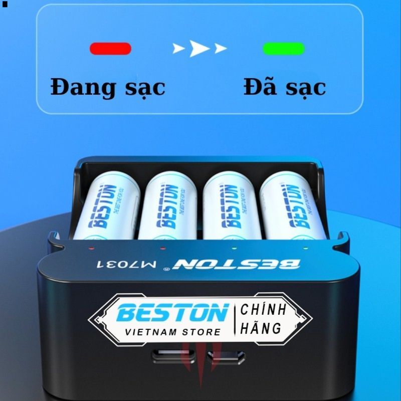 Combo sạc m7031 và 4 pin AA 1.5V Type-C - Sạc nhanh, an toàn.