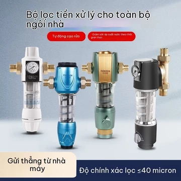 Bộ lọc nước trung tâm gia đình cao cấp bằng đồng, có chức năng rửa ngược, dùng cho vòi nước sinh hoạt.