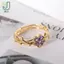 Nhẫn đeo tay thiết kế hoa bốn lá tinh tế thời trang cổ điển được cá nhân hóa rỗng Vòng mở đầu có thể điều chỉnh