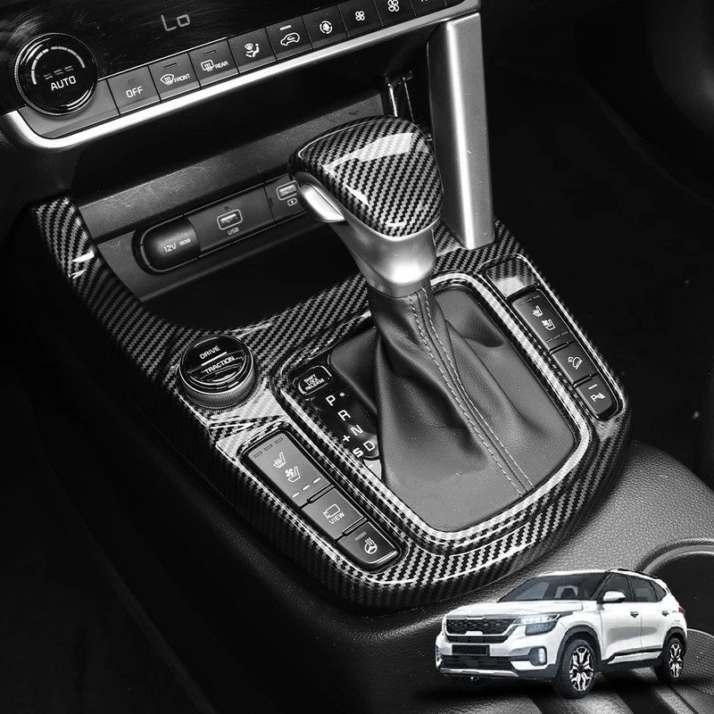 Dành Cho Xe Kia SELTOS 2021-2023 Xe Điều Chỉnh Sợi Carbon Điều Khiển Trung Tâm Bao Viền Phụ Kiện Nội Thất Ô Tô LHD