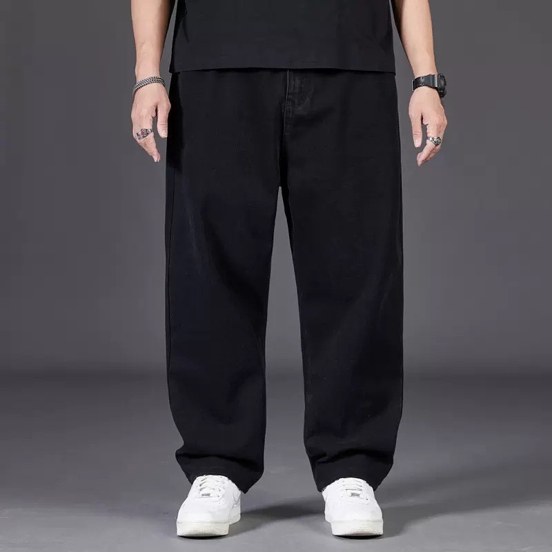 Quần Jean Nam Plus Size Thu Đông - Ống Rộng Co Dãn, Phù Hợp Với Người Béo