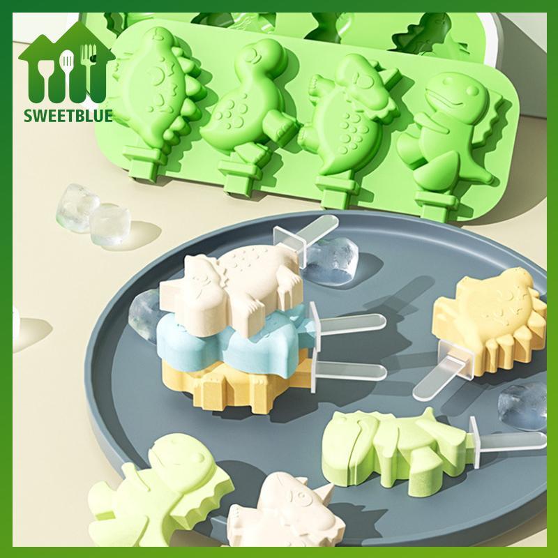 SWEET Khuôn Làm Kem Silicon Có Nắp Và Sti DIY Popsicle Khuôn Hình Khủng Long Bánh Ngọt Khuôn Nhà Bếp Dụng Cụ Làm Kem n