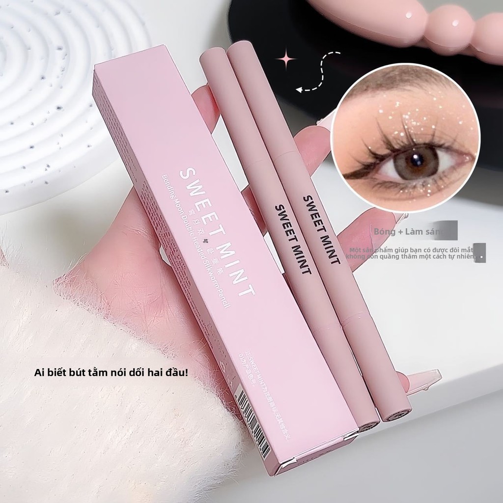 Bút tằm nằm hai đầu bạc hà ngọt ngào làm sáng hai trong một, chống thấm mồ hôi không nhòe, bóng ba chiều có độ bóng cao