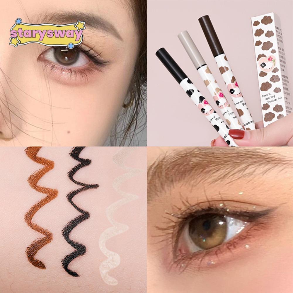 STARYSWAY Bút kẻ mắt dạng lỏng khô nhanh, Bút kẻ mắt mịn màng lâu trôi màu nâu đen, Dụng cụ trang điểm thời trang Bút kẻ mắt chống nước dành cho học sinh