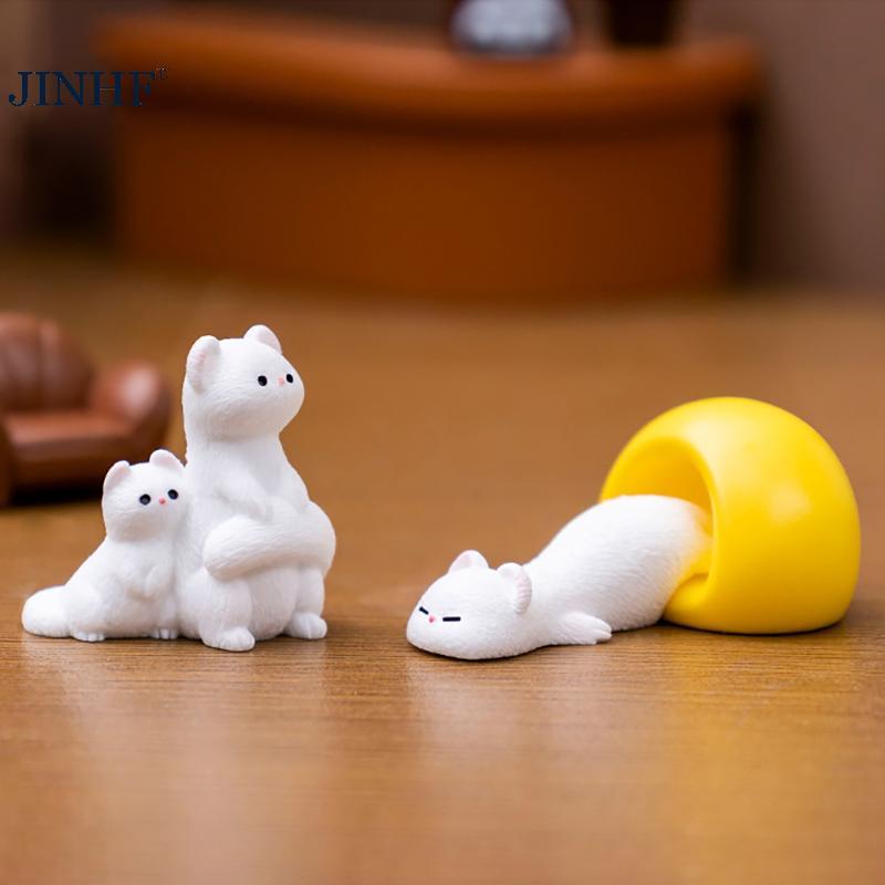 JINHF Hoạt Hình Dễ Thương Mini Ferret DIY Trang Trí Nhà Cửa Máy Tính Để Bàn Kawaii Thu Nhỏ Các Bức Tượng Nhỏ Trang Trí Phụ Kiện Thủ Công Trẻ Em Quà Tặng HOT
