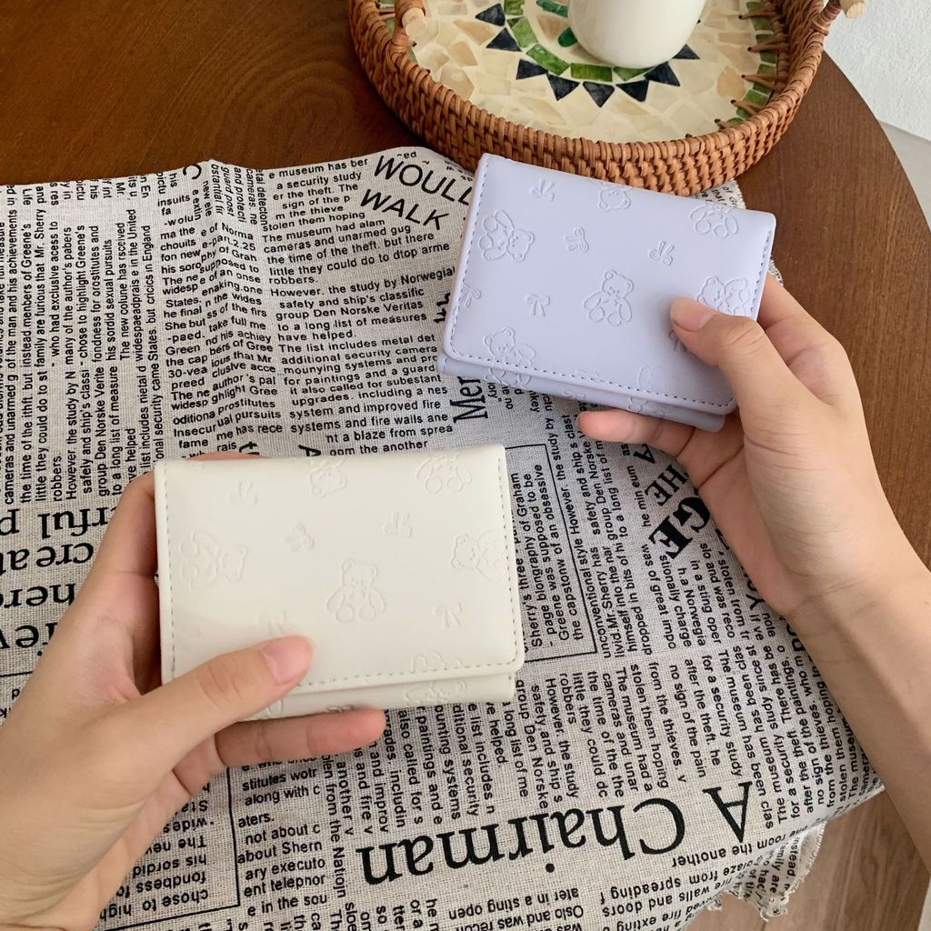 Phiên Bản Hàn Quốc Phong Cách Mới Thời Trang Ngắn Nữ Ví Nhỏ Màu Trơn Đơn Giản Nhiều Thẻ Khe Cắm Dễ Thương Sinh Viên Đổi Thẻ