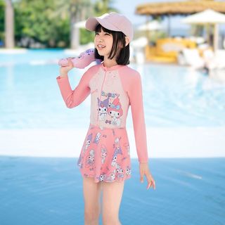 Đồ bơi liền thân tay dài cho bé gái - váy bơi dễ thương họa tiết hoạt hình nhanh khô