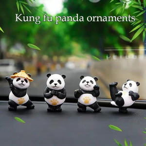 4 Micro Phong Cảnh Nhựa Kung fu Panda Các Bức Tượng Gấu Trúc Sống Động Như Thật Dễ Thương Tượng Handmade Hoạt Hình Ô Tô Để Bàn Đồ Trang Trí