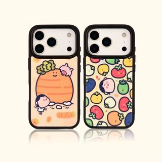 Rau Quả Hạnh Phúc Thích Hợp Cho 17Promax Vỏ Điện Thoại iPhone16 / 14pro Khung Đen 15Plus Lỗ Lớn 13 Sản Phẩm Mới