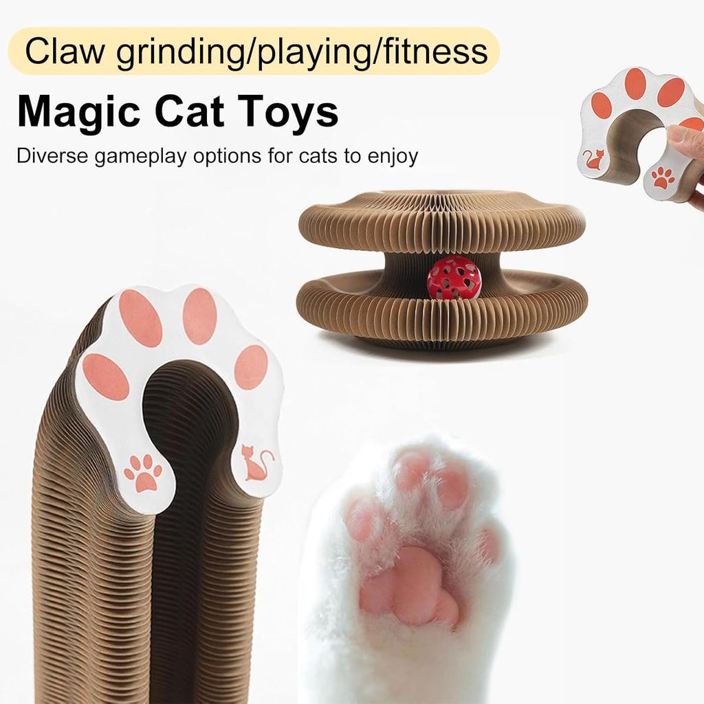 Kitty Curls Đồ chơi cho mèo, Magic Organ Cat Toy, Cat Scratcher để mài móng vuốt Tông Đồ chơi cho mèo, Tấm cào tương tác với bóng đồ chơi