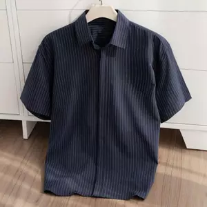 Áo SơMi Cộc Tay FANKO Chất Liệu Tuytsi Hoạ Tiết Kẻ Sọc Giấu Cúc Thời Trang FK31