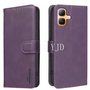 Ốp Lưng Cho Infinix Smart 20 X6840 Màu Trơn Họa Tiết Da Cao Bồi Khe Cắm Thẻ Chống Rơi Vỏ Điện Thoại