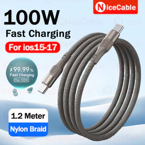 Cáp Sạc Siêu Nhanh 100W 1.2M Dây Dữ Liệu Dệt Nylon Độ Cường Độ Cao Loại C Sang Loại C Cáp Sạc Điện Thoại Cho ios15 / 16 / 17