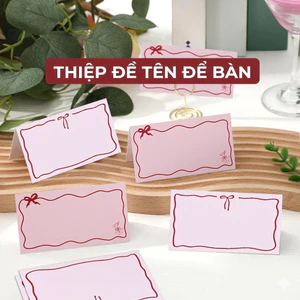 Thiệp ghi tên để bàn hình nơ TE83 9x10cm thẻ chỗ ngồi tiệc cưới, sinh nhật, decor