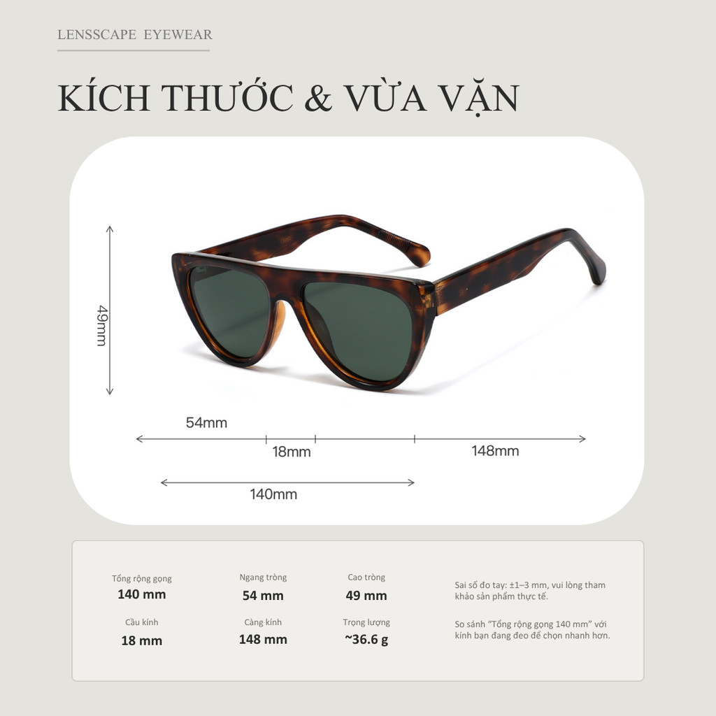 Kính mát mắt mèo phân cực | Gọng TR90 cao cấp - Tròng TAC UV400 | Lensscape