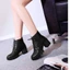 VNMZZG34-39 Kích Thước Lớn Thường Ngày Phối Ren Preppy Dày Gót Đế Chống Thấm Nước Ống Ngắn Giày Bốt Thời Trang Đi Lại Hàng Ngày Phù Hợp Với Dây Buộc Trước