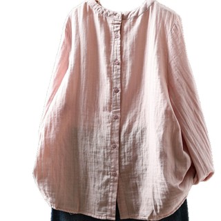 Áo sơ mi nữ cotton chất lượng cao màu trơn dáng dài tay rộng có ngực đơn, áo sơ mi thường ngày