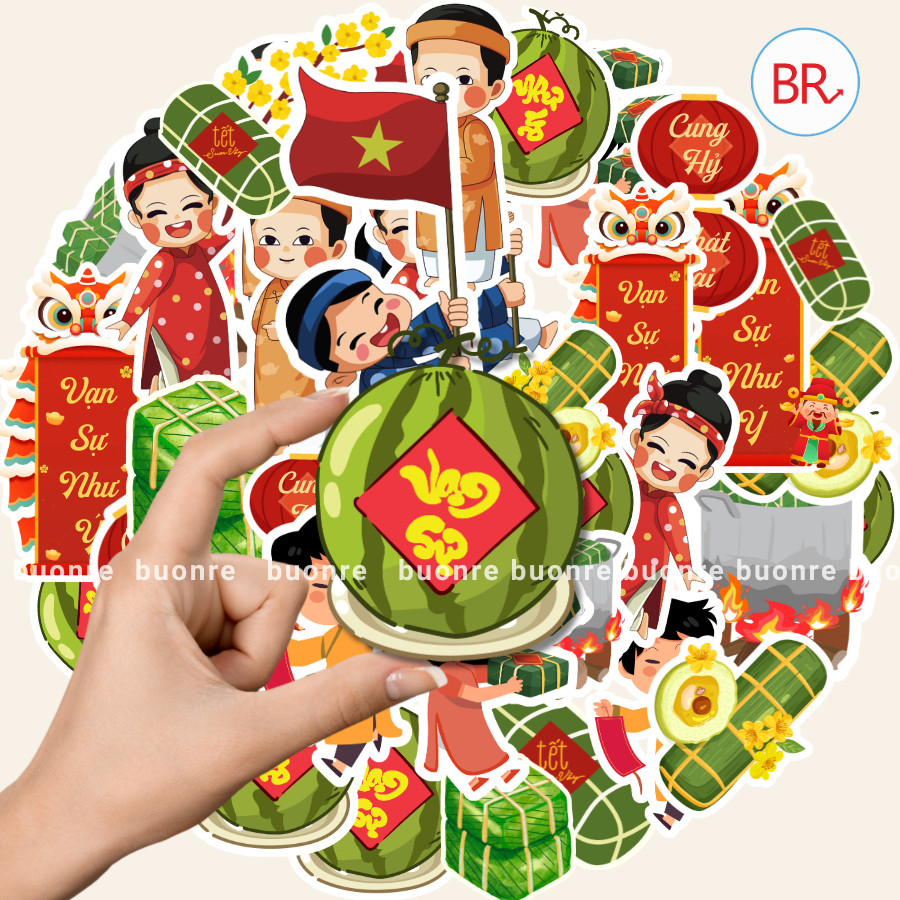 [HỎA TỐC HCM] Bộ Sticker Tết 2026 Dễ Thương -Tem Decal Chống Nước Dán Điện Thoại,LapTop Mừng Noel,Tết 2026