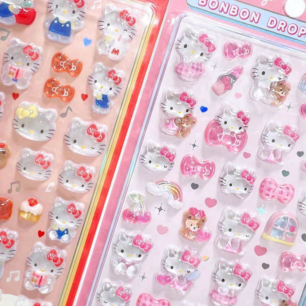 Nhãn dán DIY Jelly Crystal Vỏ điện thoại trang trí Trang trí 3D Hoạt hình trong suốt lập thể rắn