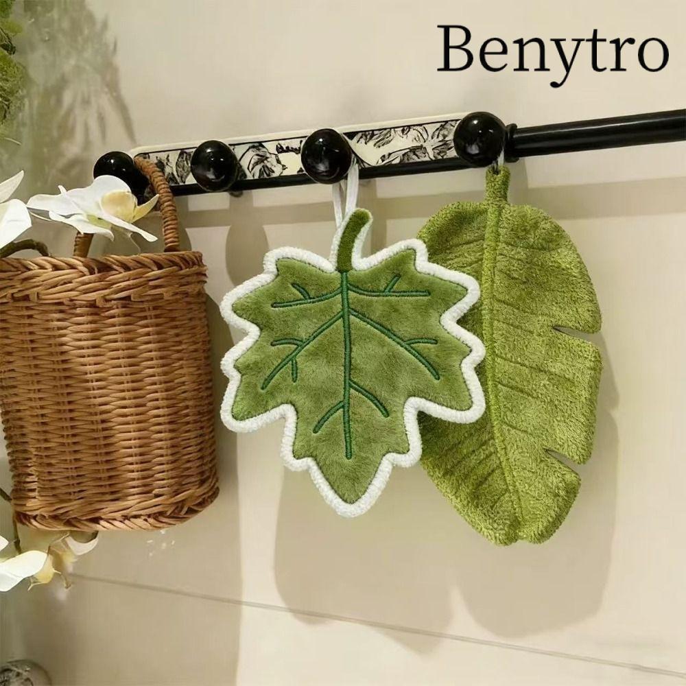 Benytro Khăn tay BENYTRO, Khăn tay nhà bếp thấm nước dày, Nhung san hô hoạt hình treo lá vải lau nhà bếp