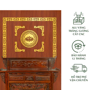 Viền Trang Trí Bàn Thờ Chữ C Bằng Alu Gương Vàng, Kích Thước 20x10cm - 15x7,5cm