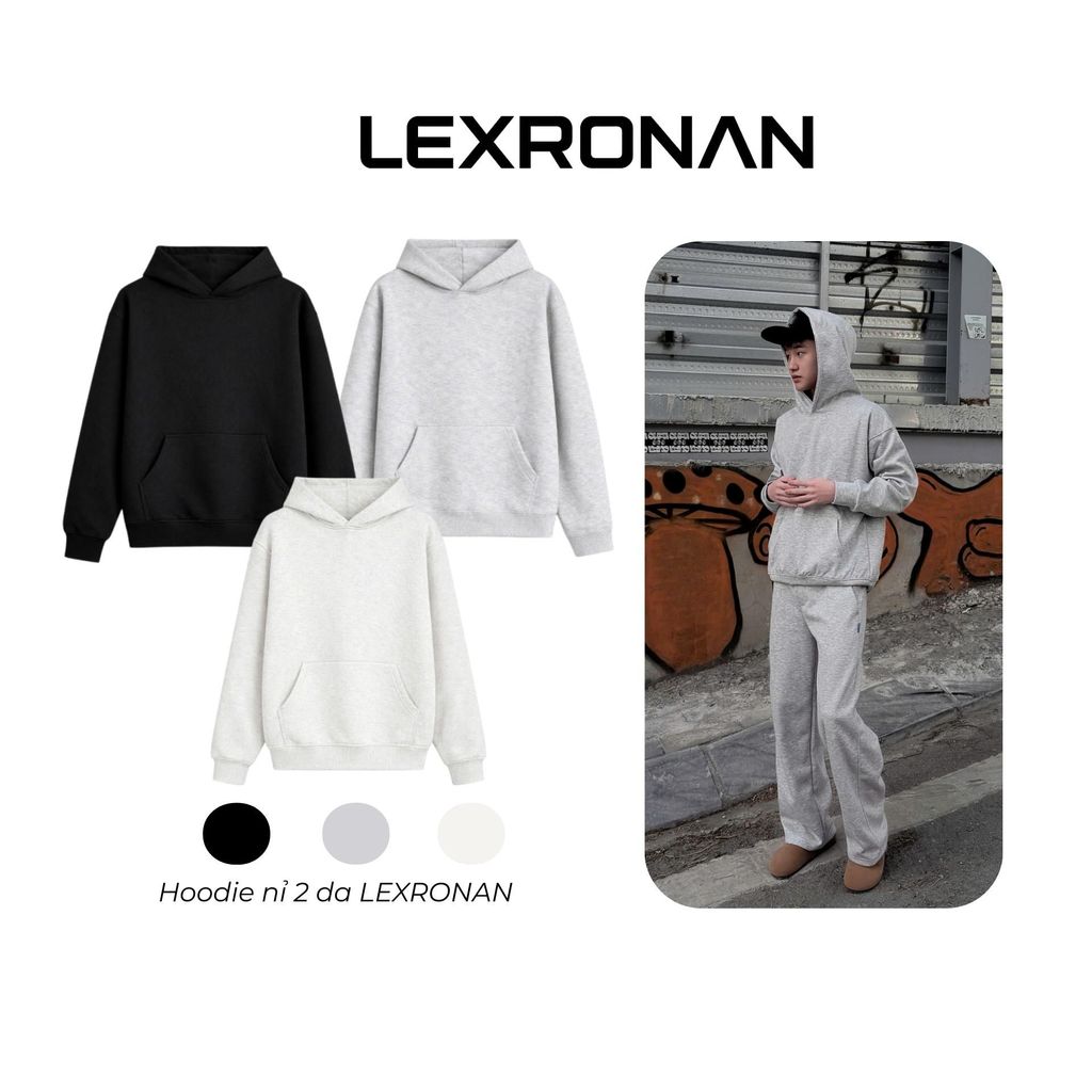 Áo Hoodie Trơn Nam Nữ LEXRONAN Nỉ 2 Da Dày – Áo Hoodie Unisex Form Rộng, Mũ To, Mặc Ấm, Basic Dễ Phối Đồ #HD01