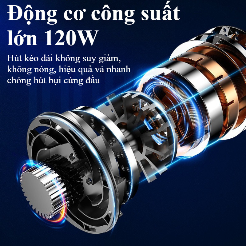 Máy Hút Bụi Cầm Tay Không Dây, Dây Dung Tích 500ml, Công Suất 120W, Lực Hút Siêu Mạnh, Cho Ô Tô Và Nhà Cửa