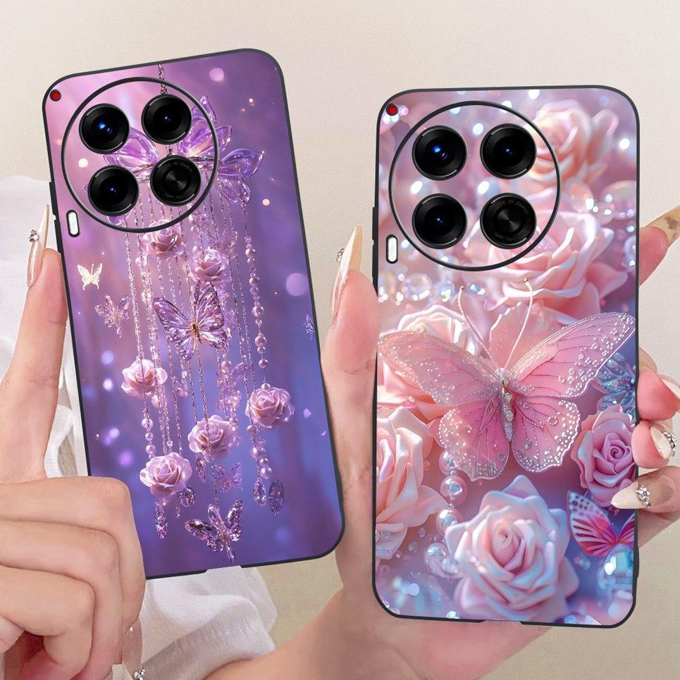 Vỏ hoa hình bướm sang trọng cho Tecno Camon 30 30s Pro 30 Premier Ốp điện thoại silicon mềm mờ