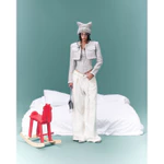 SoDópe.Club – Corset dạ tweed kim sa cúp ngực, Áo khoác blazer dạ kim sa Olaf Coat & Quần dài ống rộng trắng Candy Pants — ảnh 1