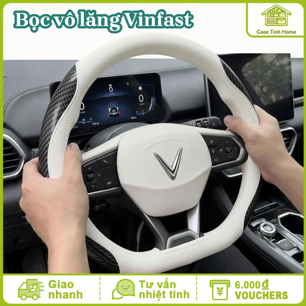 Vỏ Bọc Vô Lăng - Bọc Vô Lăng Thể Thao Da & Cacbon Cho Vinfast, Chống Trơn, Ôm Tay Tốt, Bền Đẹp Cho Mọi Mùa