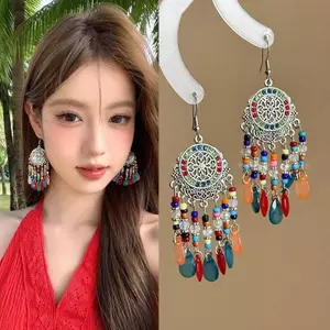 Bông tai khí chất nữ tua dài phong cách dân tộc Bohemian