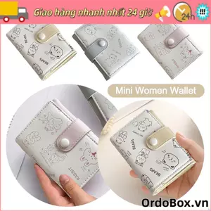 Ví nữ Mini ORDOBOX, Hộp đựng thẻ tín dụng in hoạt hình PU, Túi đựng tiền xu nhẹ