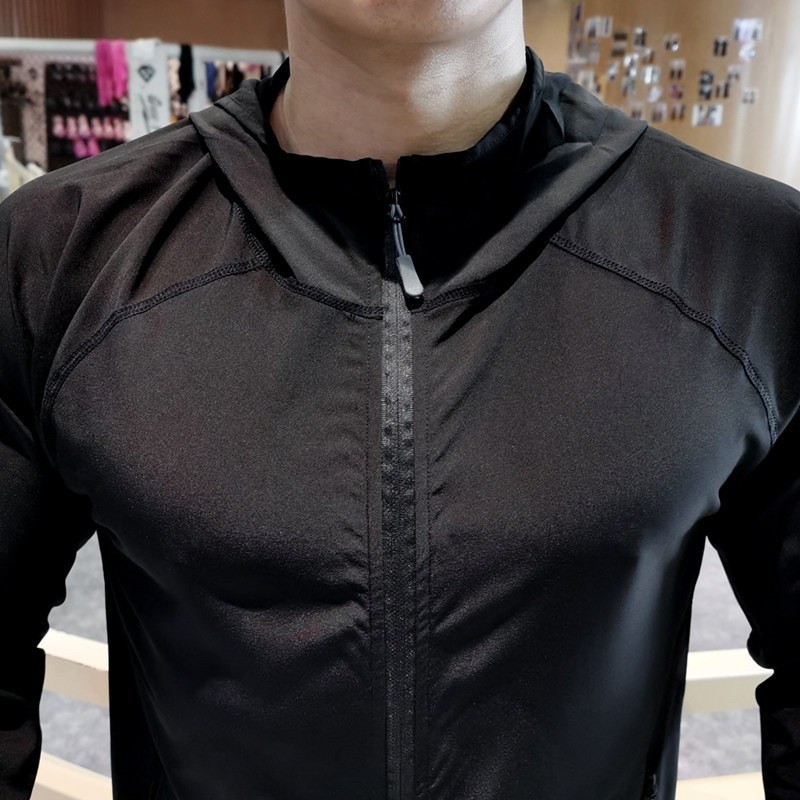 Áo gió màu cam có mũ và khóa kéo, phù hợp cho chạy bộ, đi xe đạp và đi bộ đường dài - Chống thấm nước và chống nắng