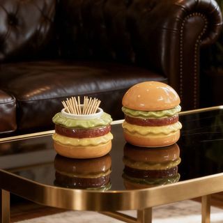 Sáng Tạo Burger Tăm Hộp Đựng Tăm Hộ Gia Đình Dễ Thương Bông Swab Nha Khoa Bóng Hộp Bảo Quản Dễ Thương Để Bàn Trang Trí Đồ Trang Trí