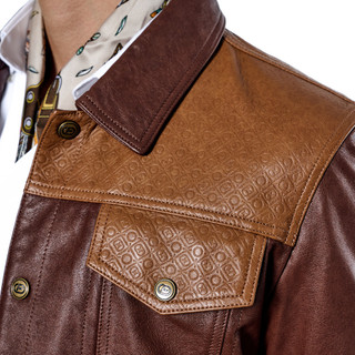 Áo khoác da cừu nam phối hoạ tiết monogram cao cấp FTT Leather chất liệu da cừu bền bỉ AD413P