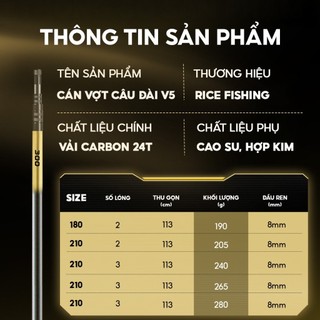 Cán vợt carbon câu đài V5 Agent Rice Fishing chất liệu Carbon 24T cao cấp tay cầm cao su KK-68