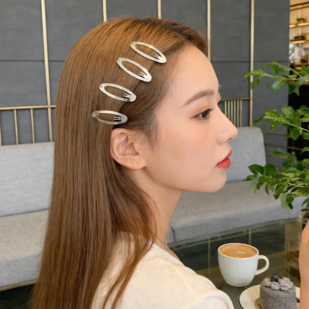 Kẹp Tóc Hình Bầu Dục Kim Loại Bạc - Bộ 20/30 Chiếc, Chất Lượng Cao, Đẹp Bền