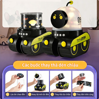 【BabyJoy】Robot đèn chiếu 3in1 kết nối Bluetooth,Bầu trời đầy sao 360° và hình ảnh chiếu,Có chức năng phát nhạc