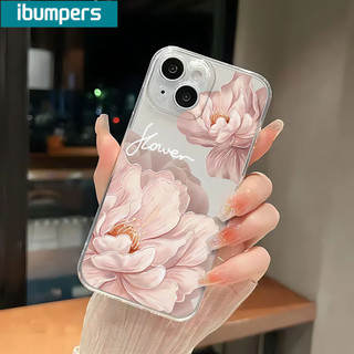 Ibumpers Ốp Điện Thoại Hoa Mẫu Đơn Màu Hồng Thanh Lịch Phong Cách Đôi Trong Suốt Mềm Cao Cấp Chống Sốc Cho iPhone 11 12 13 14 15 16 17 Pro Max IP 7 8 Plus Iphon X XS XR Xs max